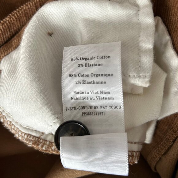 Everlane Corduroy Wide Leg Pants Size 0 Brown High Rise Organic Cotton Womens - Picture 9 of 9